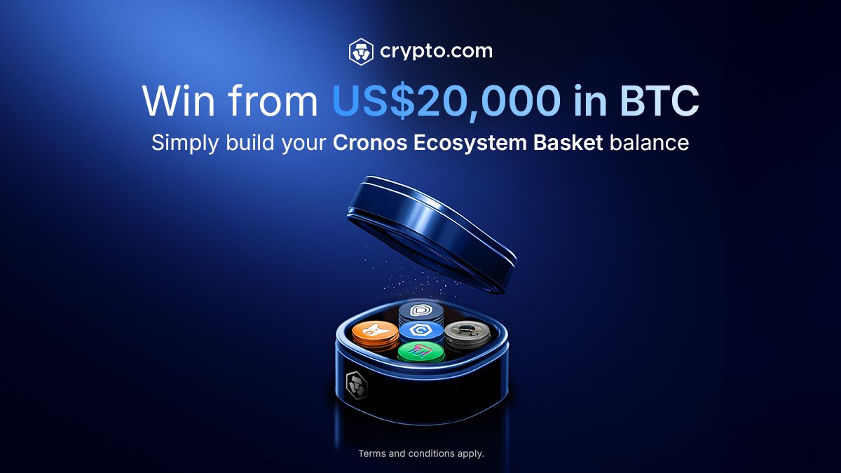 Win an even share of US$20,000 in $BTC by diversifying your portfolio with the Cronos Ecosystem Basket 🧺

🏆 Only the top 2,000 Cronos Ecosystem Basket Net Buyers will be rewarded

📆 14 - 28 Apr

Details + T&amp;Cs 👇
crypto.com/events/cronos-…
