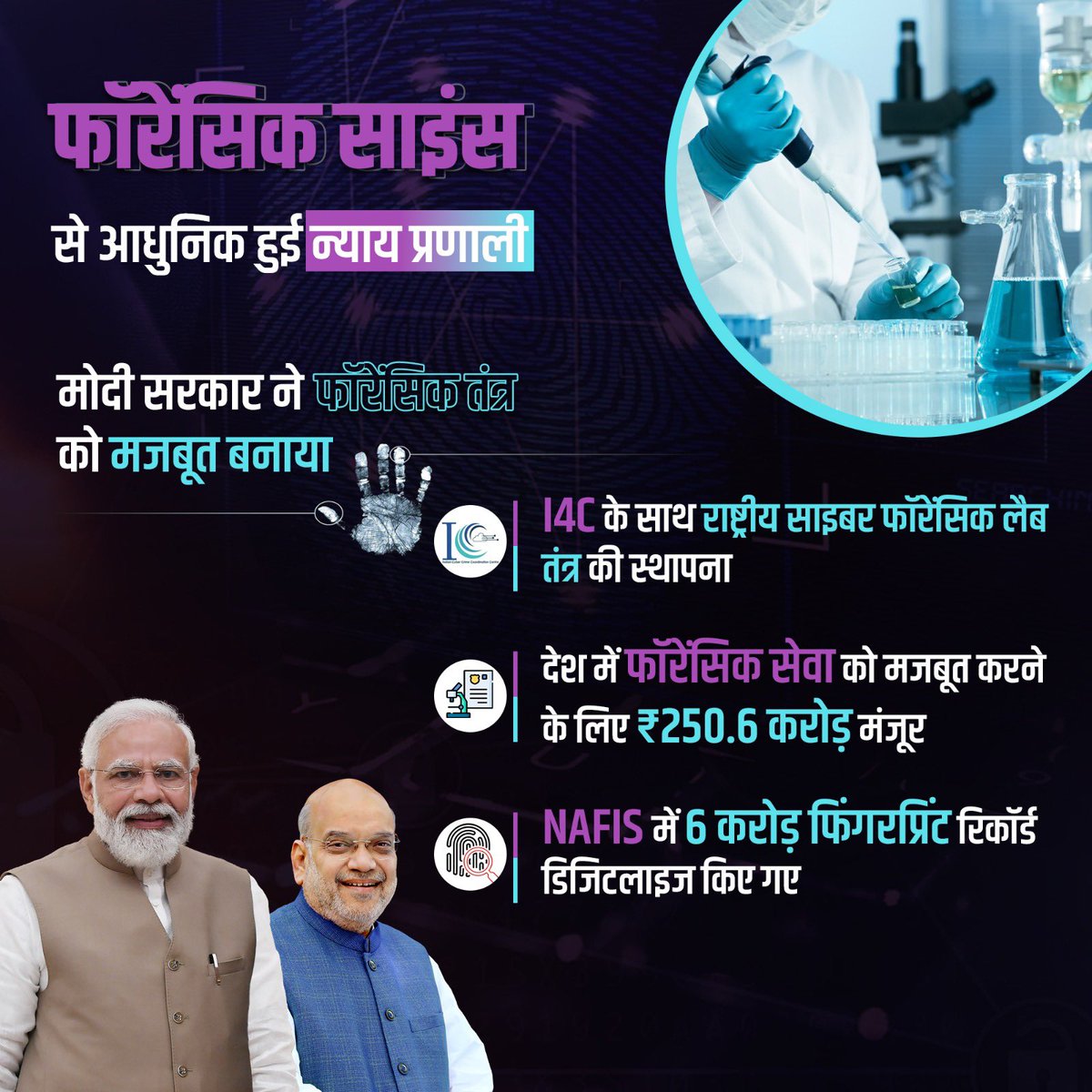 चरक संहिता, सुधारित संहिता और कौटिल्य के अर्थशास्त्र में भी फॉरेंसिक साइंस का उल्लेख मिलता है। भारत की यह विरासत आज फिर आधुनिक न्याय में मार्गदर्शक बन रही है।
#ForensicsForSpeedyJustice