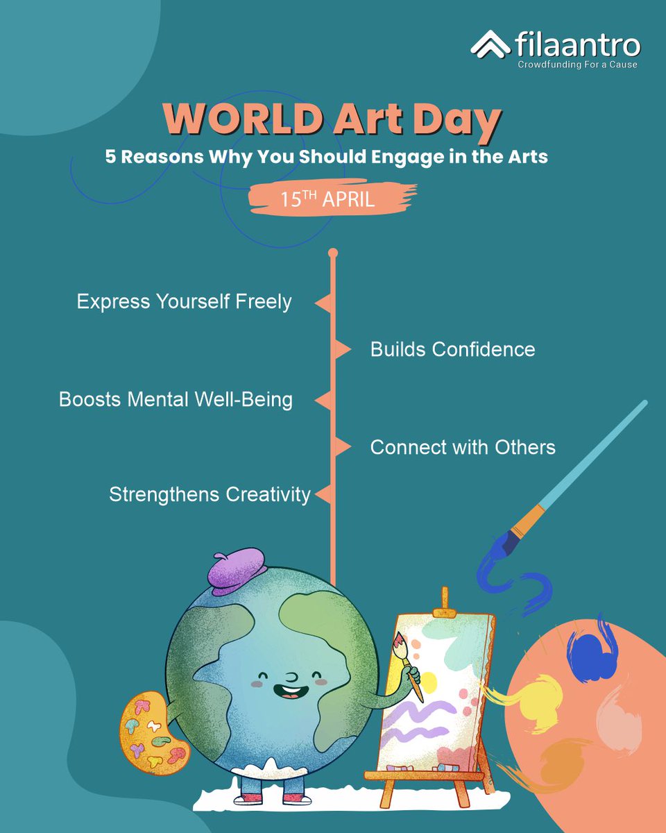 filaantro's tweet photo. 🎨 Happy World Art Day! 🌍
Art is more than just colors on a canvas — it's a way to express yourself, boost your mental well-being, and connect with others.
.
Today, let’s celebrate the creative spark that lives in each of us! 💫🖌️
.
.
.
#filaantro #WorldArtDay https://t.co/GP1DodQW1X
