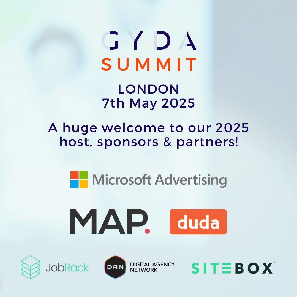 Welcoming our GYDA Summit 2025 host, sponsors and partners!

The growth conference for agency leaders. 

gyda.co/gyda-summit
#gydasummit #agencyconference #agencysummit #agencygrowth #agencyleader
<a href="/Microsoft/">Microsoft</a>
@buildwithduda
<a href="/WeAreMAP_/">MAP</a>
<a href="/jobrack1/">JobRack</a>
<a href="/sitebox_io/">SiteBox</a>
<a href="/danglobal/">Digital Agency Network</a>