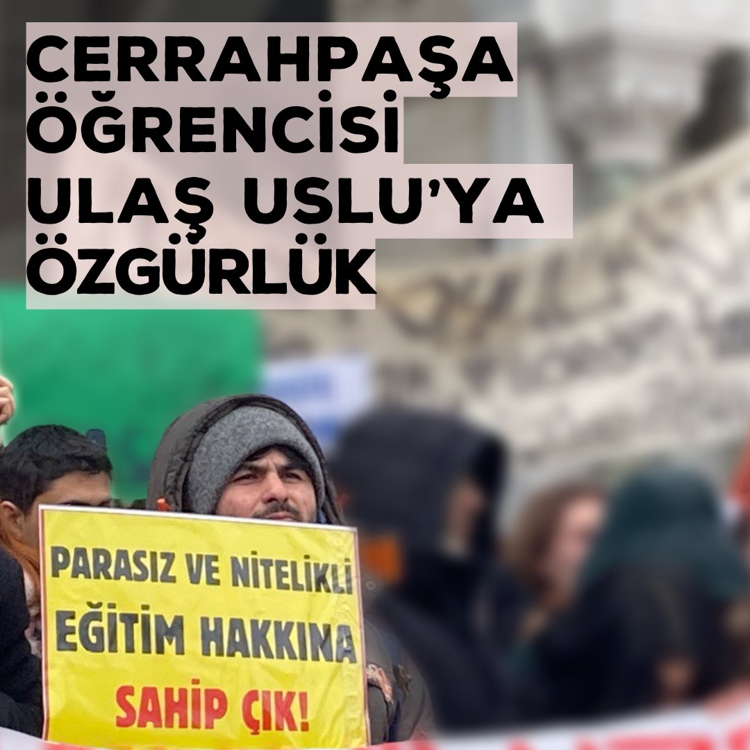 Merhaba Cerrahpaşa'lı!
🟥Vizeler bugün başlıyor. Fakat şunu bilmeni isteriz ki sıra arkadaşımız Ulaş tam 16 gün önce hukuksuzca tutuklandı ve sınavlarına giremiyor.
⚡Biz biliyoruz ki bugün boş görünen Ulaş'ın sırası direnişle ve öfkeyle dolu!
⚡Ulaş'ı ve bütün arkadaşlarımızı