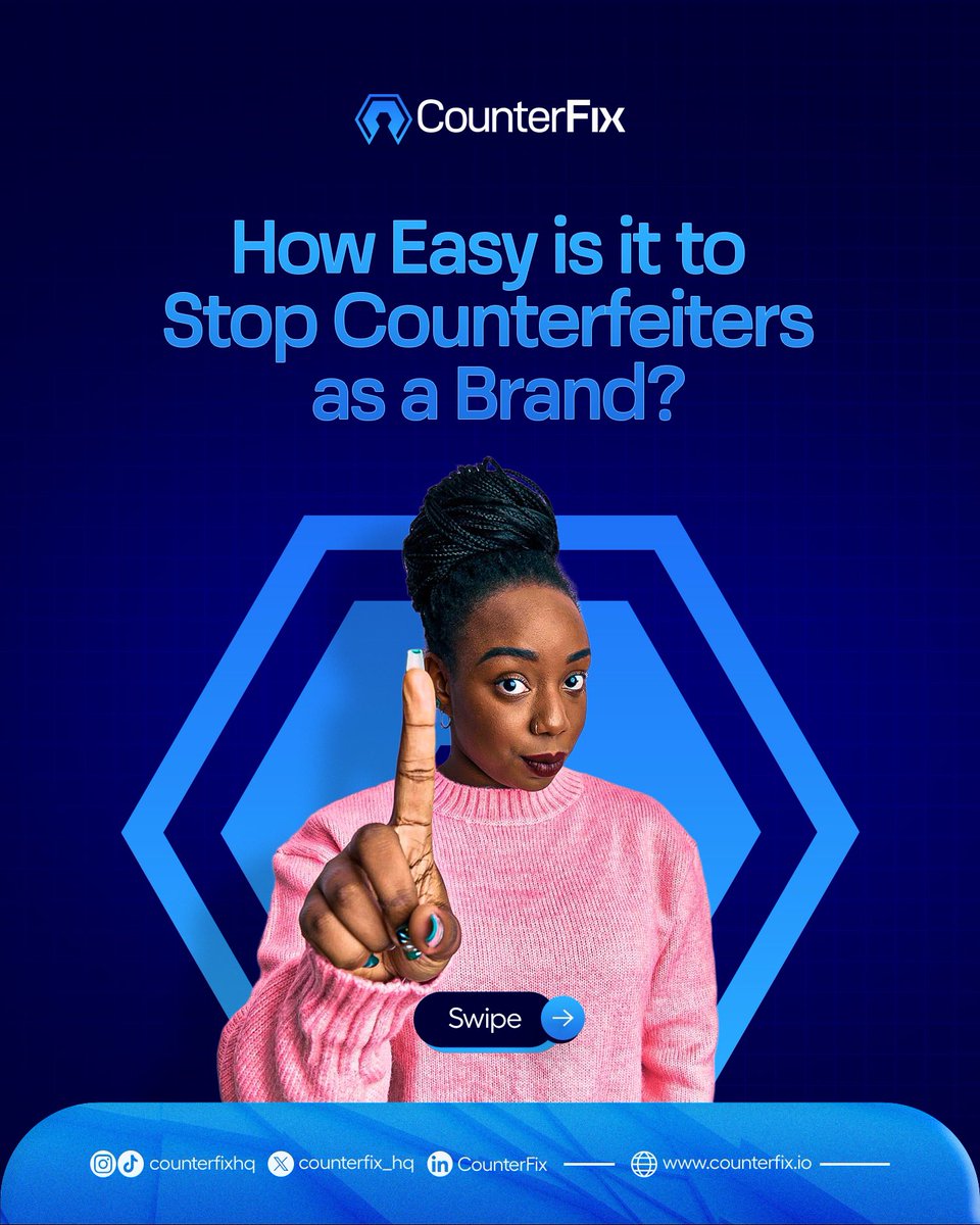 counterfix_hq's tweet photo. Your brand's too valuable for fakes.
Counterfeiters never sleep, your protection shouldn't either. With real time authentication &amp; tamper proof digital IDs, you can stop fakes fast. Book a demo with CounterFix today💙
.
.
#CounterFix #Authentication #blockchain
#NoToFake #health https://t.co/RUmFkGu2yi
