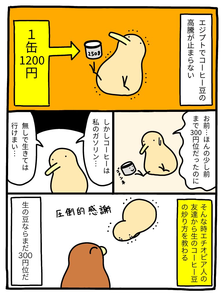 コーヒーを炒るキーウィ 
