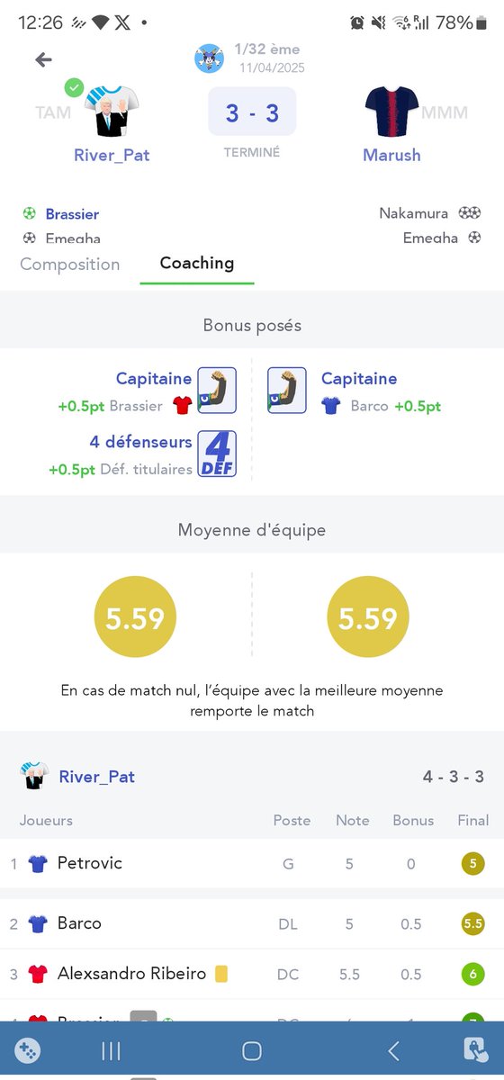 marushanv's tweet photo. @MonPetitGazon Match nul avec même moyenne d'équipe vous départagez comment svp? https://t.co/q007VMFpJH