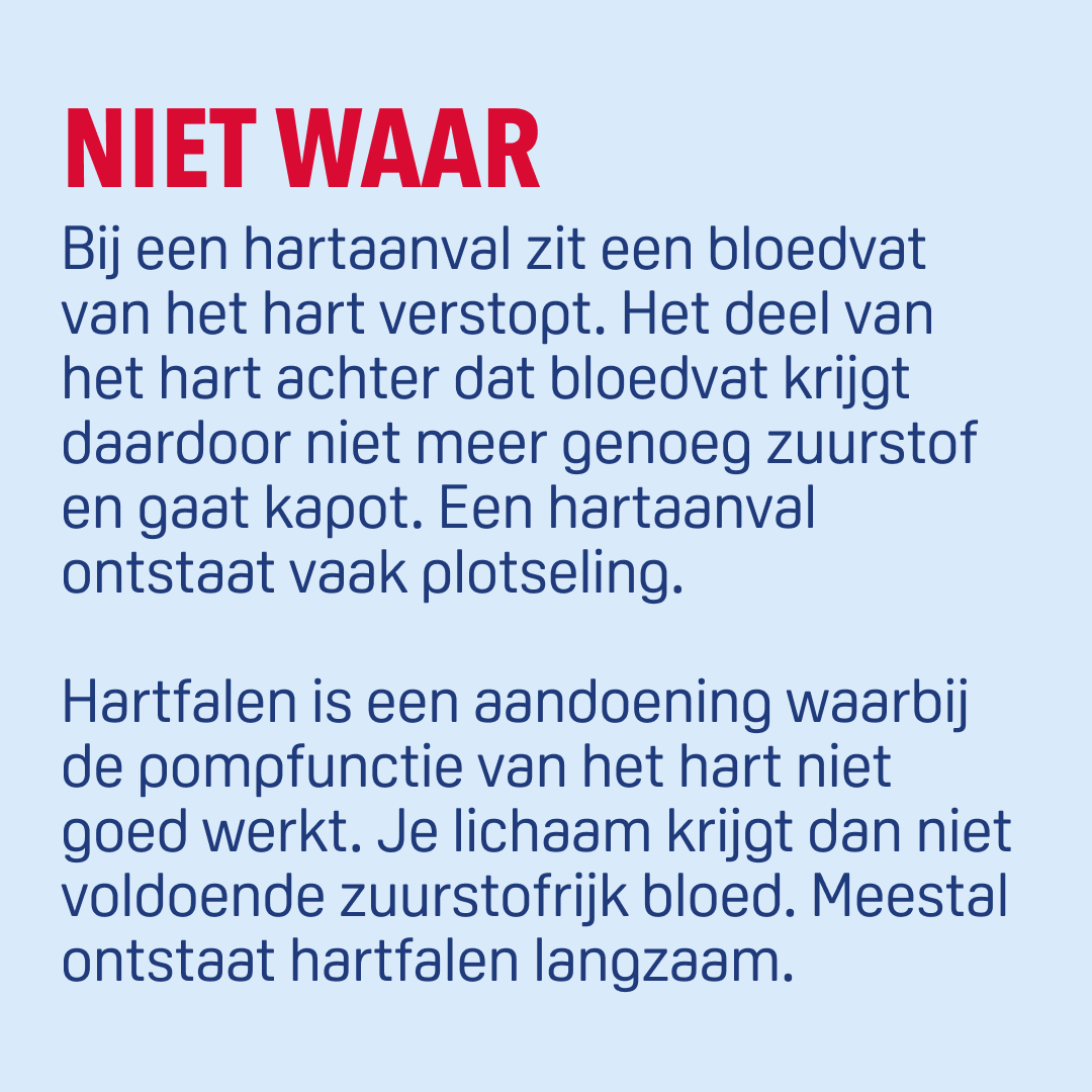 Feit of fabel? #hartfalenweek Lees meer over hartfalen via: harteraad.nl/aandoeningen/h…