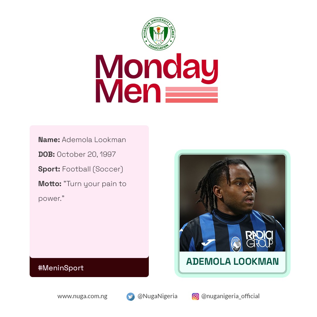 From South London streets to Serie A stardom 🇳🇬⚽
<a href="/Alookman_/">Ademola Lookman</a>  is proof that with grit and grace, you can turn your pain into power. 💥

This Monday, we spotlight a man who lets his boots do the talking.

.
.
#MondayMen #MenInSport #NUGANigeria #FootballStar #AdemolaLookman