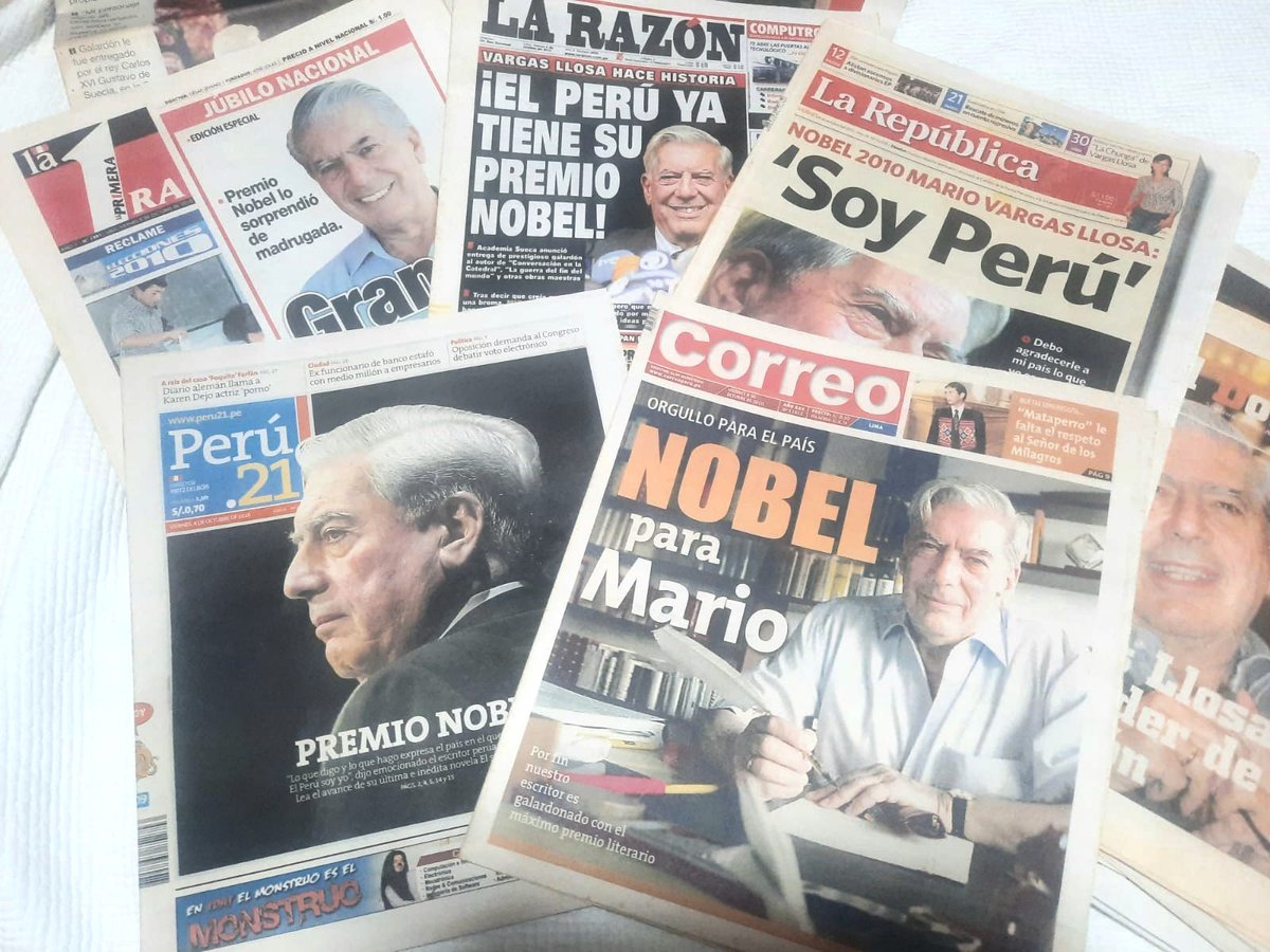 El día que Vargas Llosa ganó el Nobel, todo el Perú celebró. Hasta sus enemigos más acérrimos se unieron a la celebración y felicitaciones. ¡Un día inolvidable!
(Imágenes de mi archivo personal).