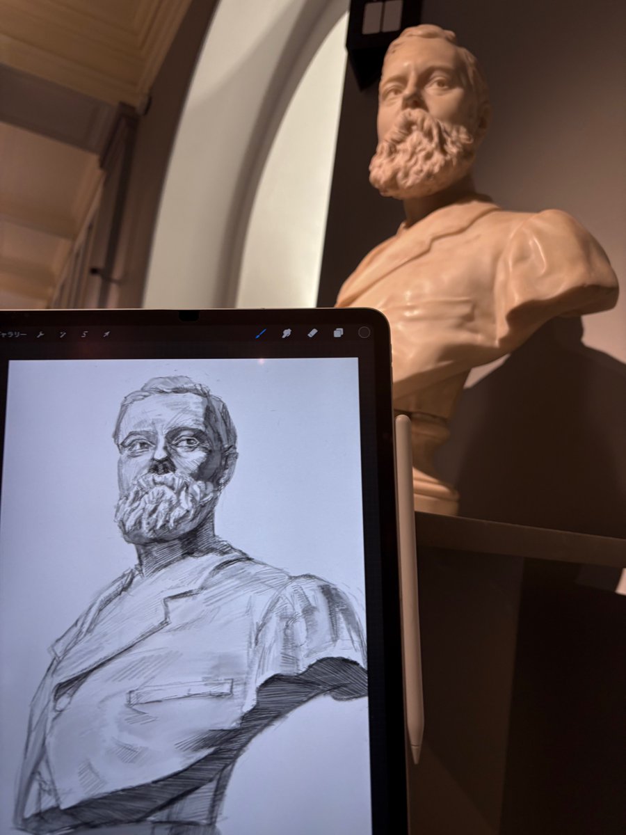 イケオジ胸像スケッチ in V&amp;A Museum Bust of Mr Henry James Turner 1873 The patron of the sculptor, Jean-Baptise Carpeaux 