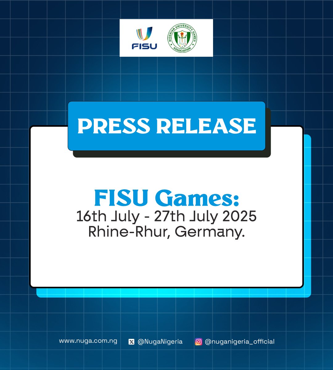 📢 The countdown begins!

All roads lead to Rhine-Ruhr, Germany for the 2025 FISU World University Games, happening July 16–27, 2025 🏅🌍

A celebration of excellence, unity, and youth in sportget ready for a global showcase like no other!

.
.
#FISUGames #RhineRuhr2025 #NUGA