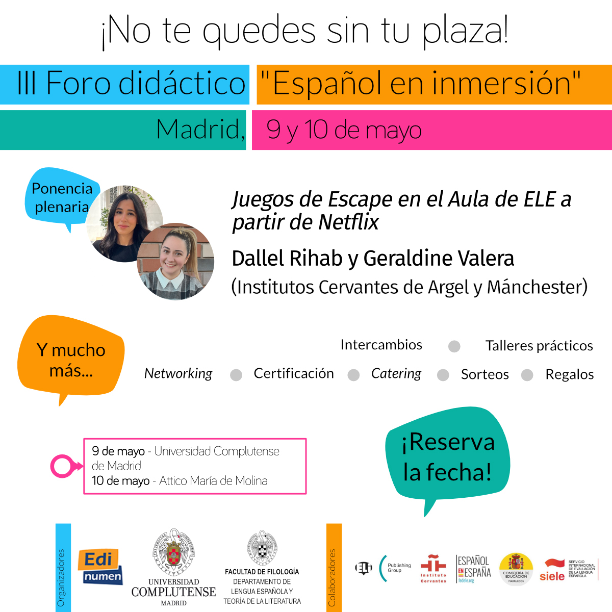 Edinumen's tweet image. ▶️ TALLERES III Foro didáctico "Español en inmersión"

📺🪜 Juegos de Escape en el Aula de ELE a partir de Netflix
👥 Dallel Rihab (IC Argel) y Geraldine Valera (@ICManchester)

 🔗edinumen.es/materiales/for…