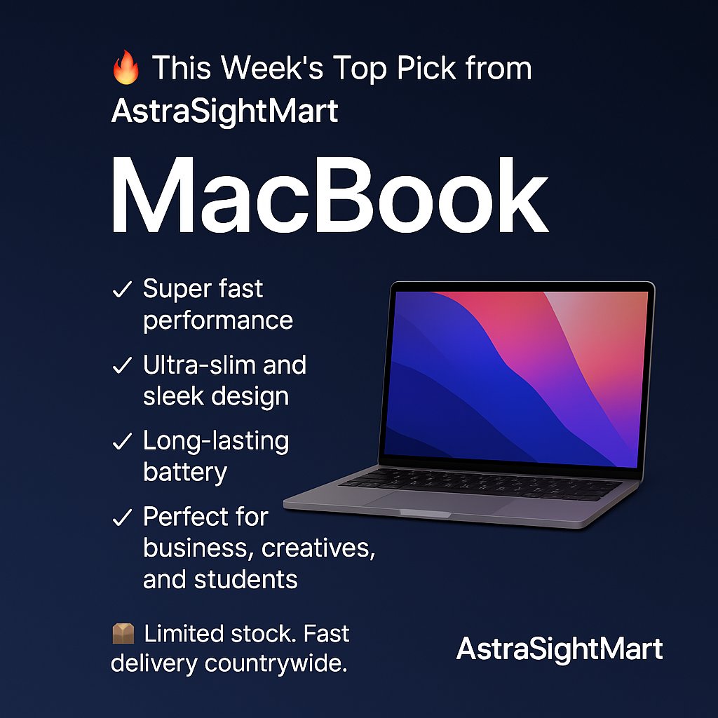 Astrasightmart's tweet photo. Want speed, style &amp; battery life that won’t quit?

This MacBook is built for bosses, creators &amp; students who don’t play.

📦 Limited stock. DM to order.

#Kairo #alexkiprotichexposed #OscarSudi #BabuOwino #Sifuna https://t.co/Jm9j7lrWuZ