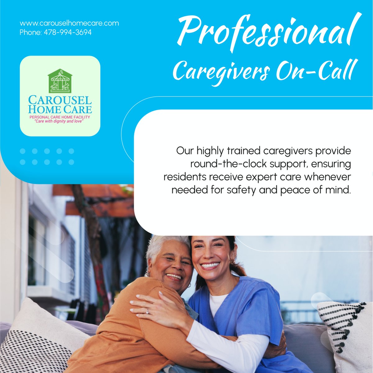 carouselhc's tweet image. Reliable care, anytime you need it! Our professional caregivers are available 24/7 to support your loved ones. Contact us today! 

#ForsythGA #AssistedLiving #TrustedCare
