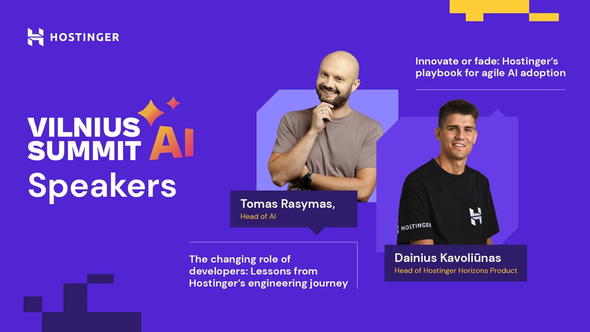 Dainius_Kav's tweet photo. Excited to be joining the #AISummit! Let’s talk about innovation and where AI is taking us next. I’ll definitely be sharing lessons from building @Hostinger Horizons. #AI #TechEvents https://t.co/6sKgQPhQIt