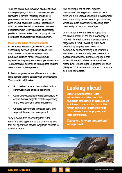 ORION MINERALS MYNuusblad – April 2025

Orion Minerals has released its latest newsletter.

Read the English: orionminerals.com.au/download/mynuu…

Read the Afrikaans: orionminerals.com.au/download/mynuu…

#OrionMinerals #Community