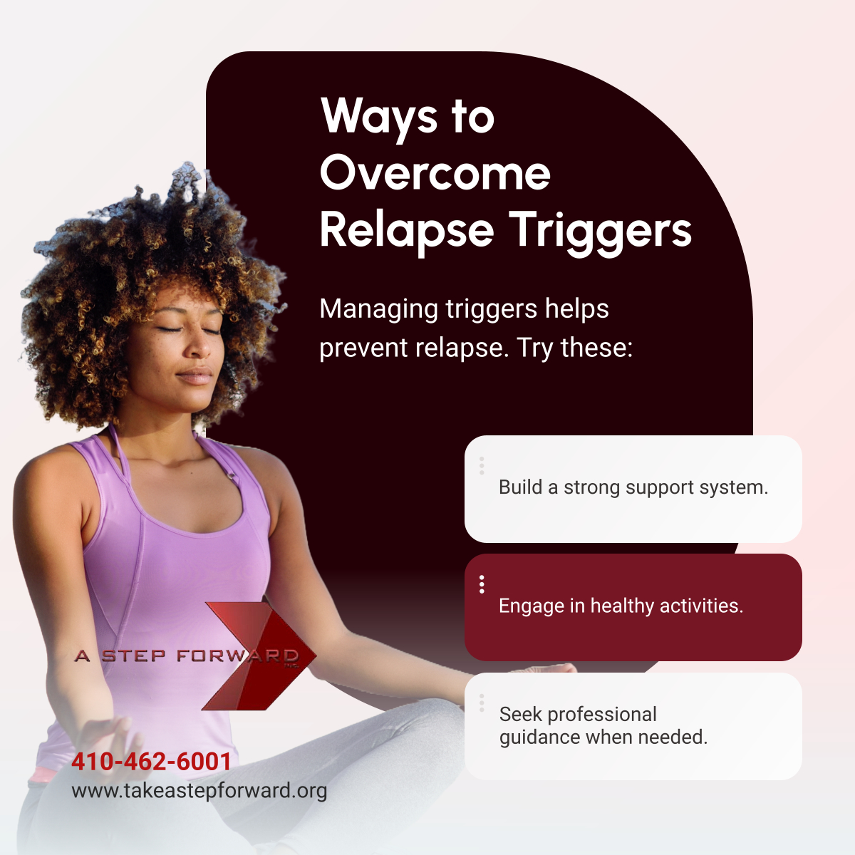 astepforwardi's tweet photo. Recovery is a journey—manage triggers, seek support, and stay focused. You’re not alone.

#BaltimoreMD #NonProfitOrganization #RecoverySupport https://t.co/N06OdpAl48