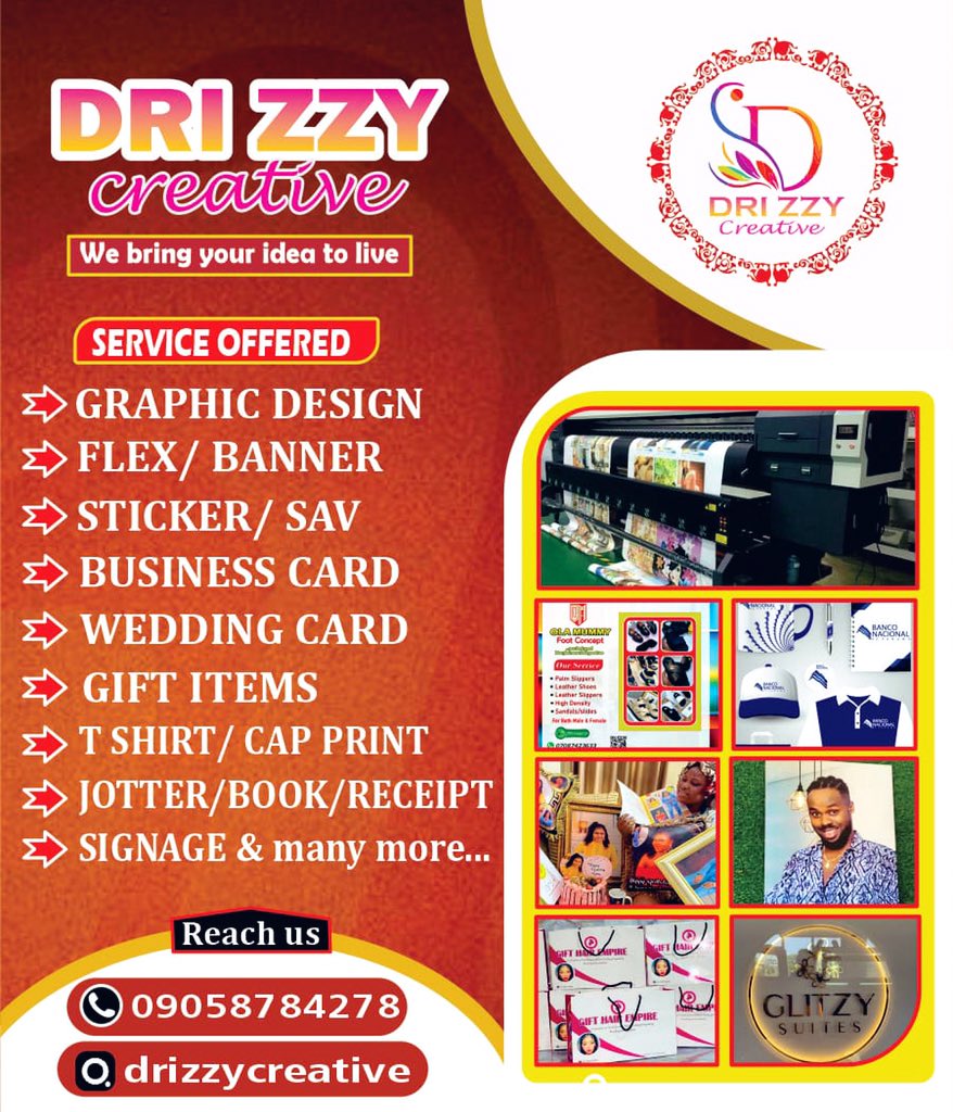 Thanks for your interest in doing business with us! We pledge to do all in our power to meet all of your needs. Have a great week!❤️🤝
____________________________________
Kindly send us a Text or reach us on WhatsApp- +234 905 878 4278 || #drizzycreative #monday