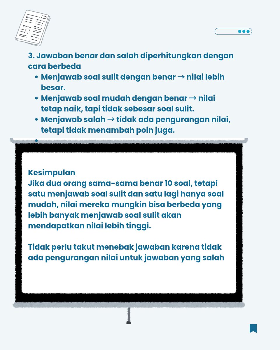 Penting untuk memahami penilaian IRT di UTBK 2025! 

Ini bukan hanya tentang jumlah jawaban benar, tapi juga tentang kemampuanmu dalam menalar dan memahami materi. 

💁 Wangsitomjero.com 

#UTBK2025 #SNBT2025 #PersiapanUTBK #TryOutUTBK #PejuangPTN #SemangatUTBK #Motivasi
