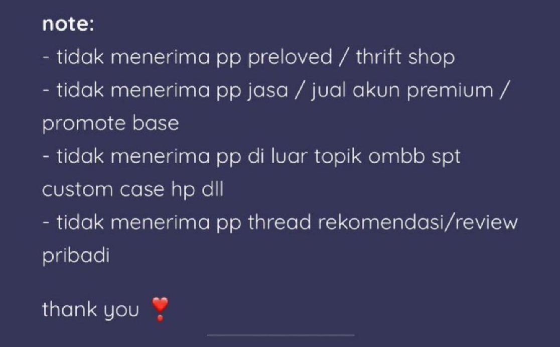 💚OPEN PP 14-20 APRIL 2025 💚

Kirim format berikut ke DM kami untuk ratecard~

🌻 Nama olshop:
🌻 Berasal dari company (kosongkan jika tidak):
🌻 Semua uname akun ecommerce/ tempat promosi (tw, ig, shopee): (dalam bentuk link)
🌻 Barang yang ingin diiklankan: