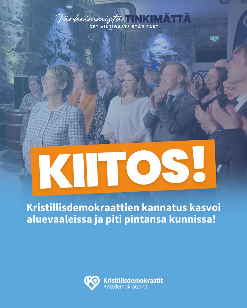 Kiitos äänestäjillemme! Hyvinvointialueet saivat monin paikoin lisää KD-valtuutettuja ja myös kunnissa nähtiin hienoja nousuja. Tästä on hyvä jatkaa työtä kuntiemme ja maakuntiemme parhaaksi!
#tärkeimmistätinkimättä #järjenääni #aluevaalit #kuntavaalit
