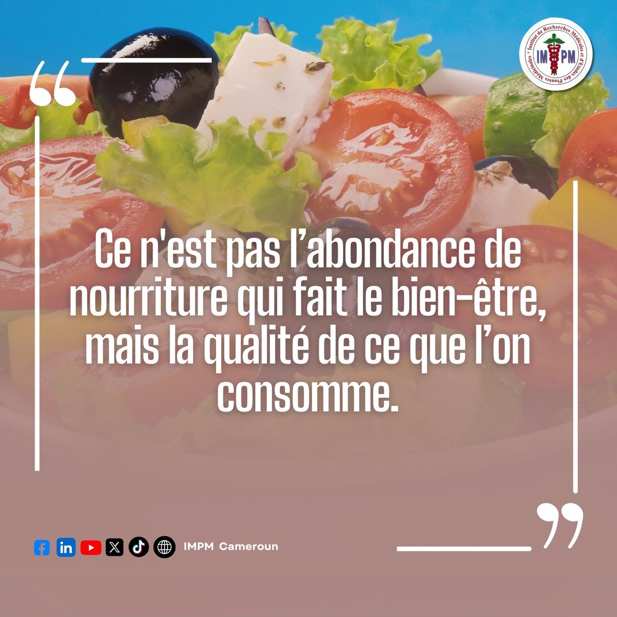 impmcameroun's tweet photo. Nous vous souhaitons de passer une excellente semaine 💥😊

"Ce n'est pas l'abondance de nourriture qui fait le bien-être, mais la qualité de ce que l'on consomme." https://t.co/I8xKPcvcmg