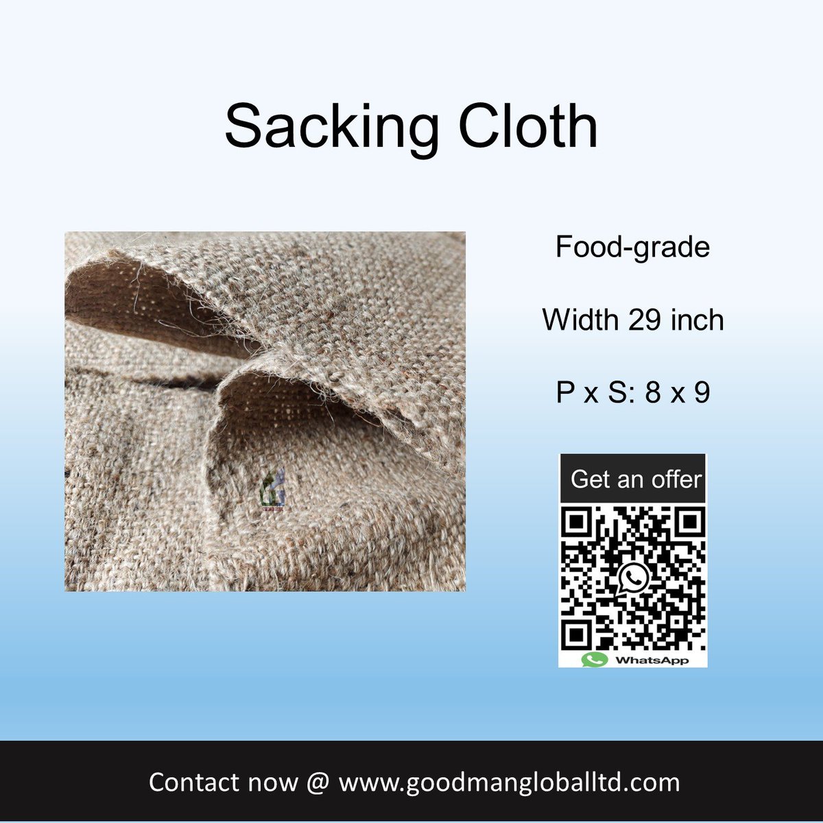 Goodman_Global's tweet image. 𝟮𝟵-𝗶𝗻𝗰𝗵 𝗪𝗶𝗱𝘁𝗵 𝗙𝗼𝗼𝗱-𝗚𝗿𝗮𝗱𝗲 𝗛𝗲𝗮𝘃𝘆 𝗖𝗲𝗲𝘀 𝗦𝗮𝗰𝗸𝗶𝗻𝗴 𝗖𝗹𝗼𝘁𝗵
👉 goodmangloballtd.com 👉 @Goodman_Global

➡️GSM: 680 g/m²
➡️ P x S: 8 x 9
➡️ Stripes, plain

#jutefabric #sacking #sackingcloth #sackingfabric #sackfabric #foodstagram