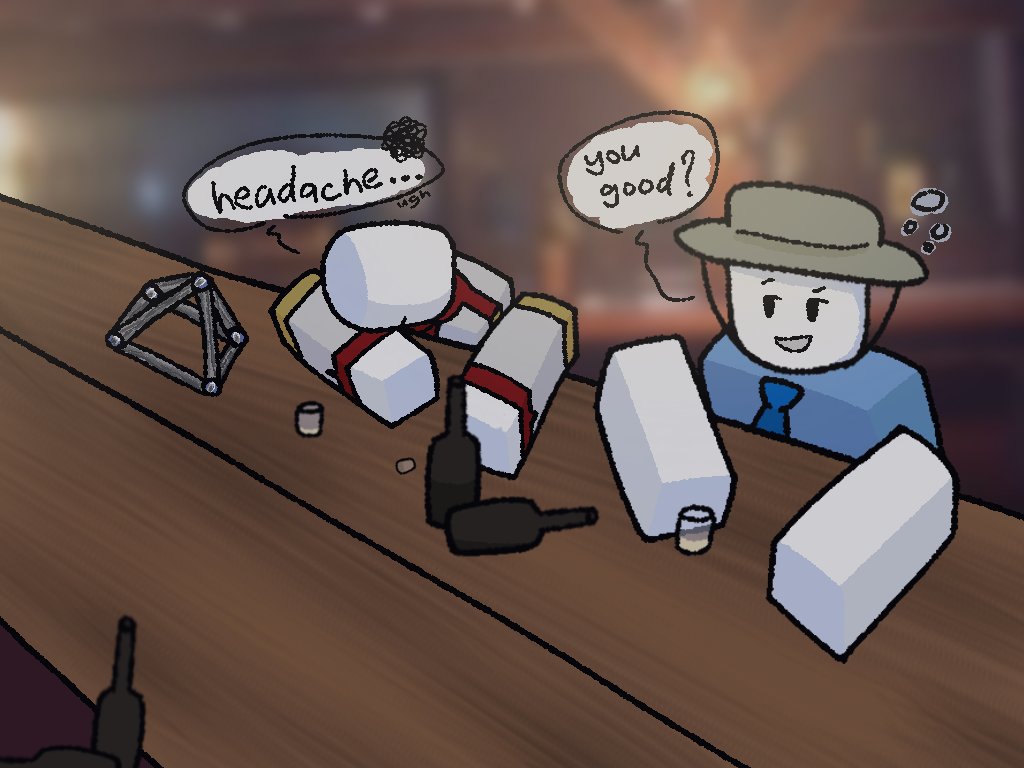 ForieFuYo's tweet photo. Made this cuz i still haven't let go of #fiddlepat and the #grocerygang
. 
idea was from the upcoming Roblox game called Bloxaphobia, where Rynx said that they drink together. 
#74j https://t.co/KOsaPnUAf6
