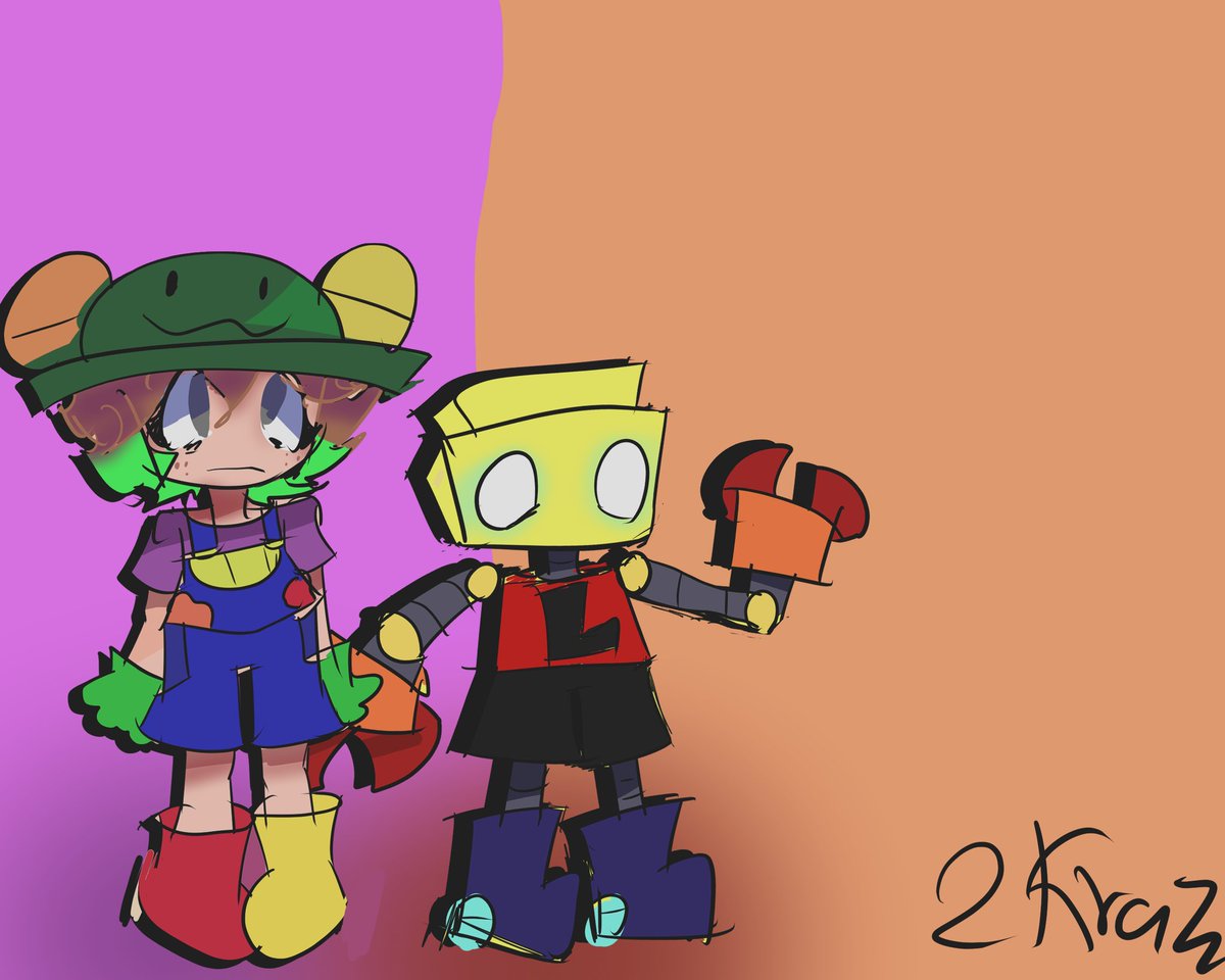 Gretel y 2-K, mis Ocs consentidos

Gretel es una niña alegre, imaginativa y algo desordenada

Y 2-K es un robot albañil que básicamente tiene la inteligencia artificial de un niño que va aprendiendo 
#Oc #originalcharacterart #originalcharacters #originalartwork