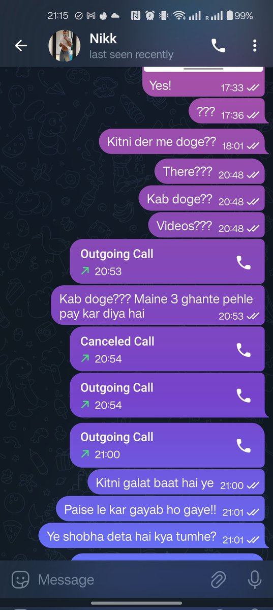 SatvikAfterDark's tweet photo. @musclejaattop30 scammed me yesterday. I paid him Rs. 1700 for his videos &amp; he just disappeared once he received it. He did not reply or answer my calls &amp; has now blocked me. Below are the screenshots of my chat on Telegram with him. Please report his profile for scamming me! https://t.co/rNswm5Yhg0