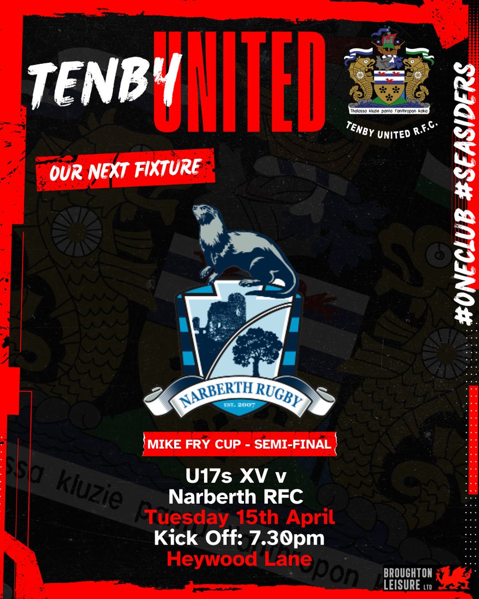 Tenby United RFC (@tenbyutdrfc) on Twitter photo π ππππ ππ!
We've got a cracker of a match lined up for Tuesday night this week! Hopefully you can join us to support the U17's in the Mike Fry Cup semi-final at home to <a href="/Narberth_RFC/">Narberth Otters RFC</a>.
#oneclub #seasiders
π΄β«π΄β« π ππππ ππ!
We've got a cracker of a match lined up for Tuesday night this week! Hopefully you can join us to support the U17's in the Mike Fry Cup semi-final at home to <a href="/Narberth_RFC/">Narberth Otters RFC</a>.
#oneclub #seasiders
π΄β«π΄β«