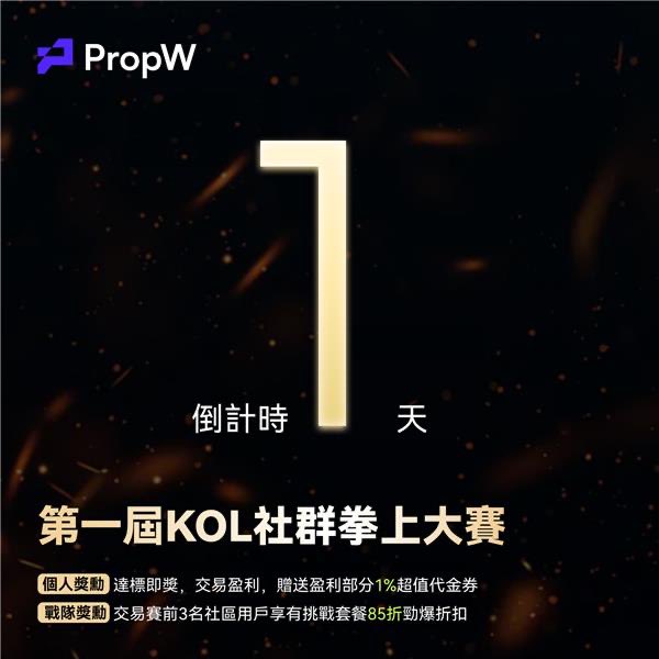 coinwtaiwan's tweet photo. 挑戰PK贏取高額代金券獎勳
盈利部分的1%
免費參賽，通關即享代金券獎勳
@PropWGlobal 

#第一屆KOL社群拳上大賽  #挑戰  #PropW https://t.co/8yyyyg14fR