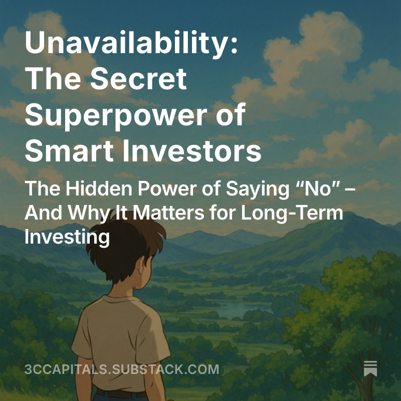 3Ccapitals's tweet photo. Unavailability: The Secret Superpower of Smart Investors, by @3Ccapitals https://t.co/2oVXvDDadO https://t.co/cIDGaaDaBc