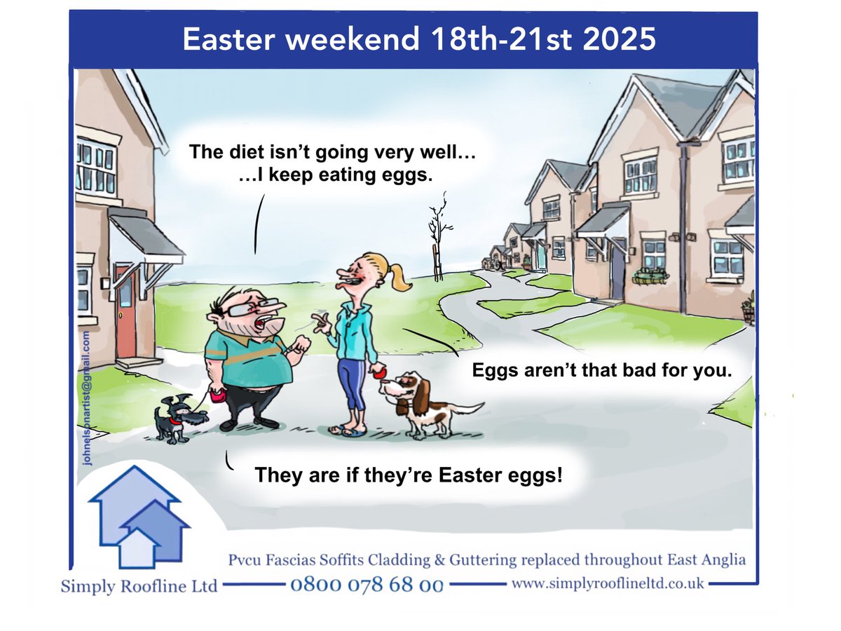 This weeks <a href="/fenlandcit/">Fenland Citizen</a> cartoon. #Easter2025 <a href="/SimplyRoofline/">Jason</a> #johnelsonartist #eastereggs