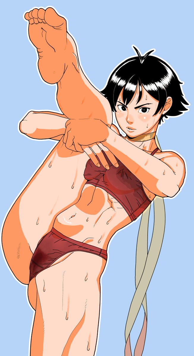 ストレッチをするまこと 