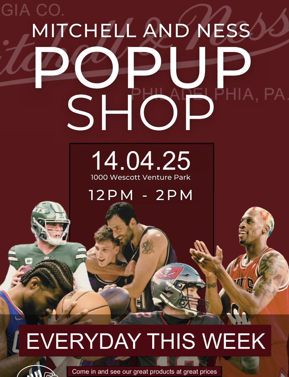 The Mitchell and Ness Pop-Up shop is opening its doors again for every day next week 14th – 18th April 12-2pm, then opening every Thursday going forward. Located at Building 1000, street 1 at Westcott.