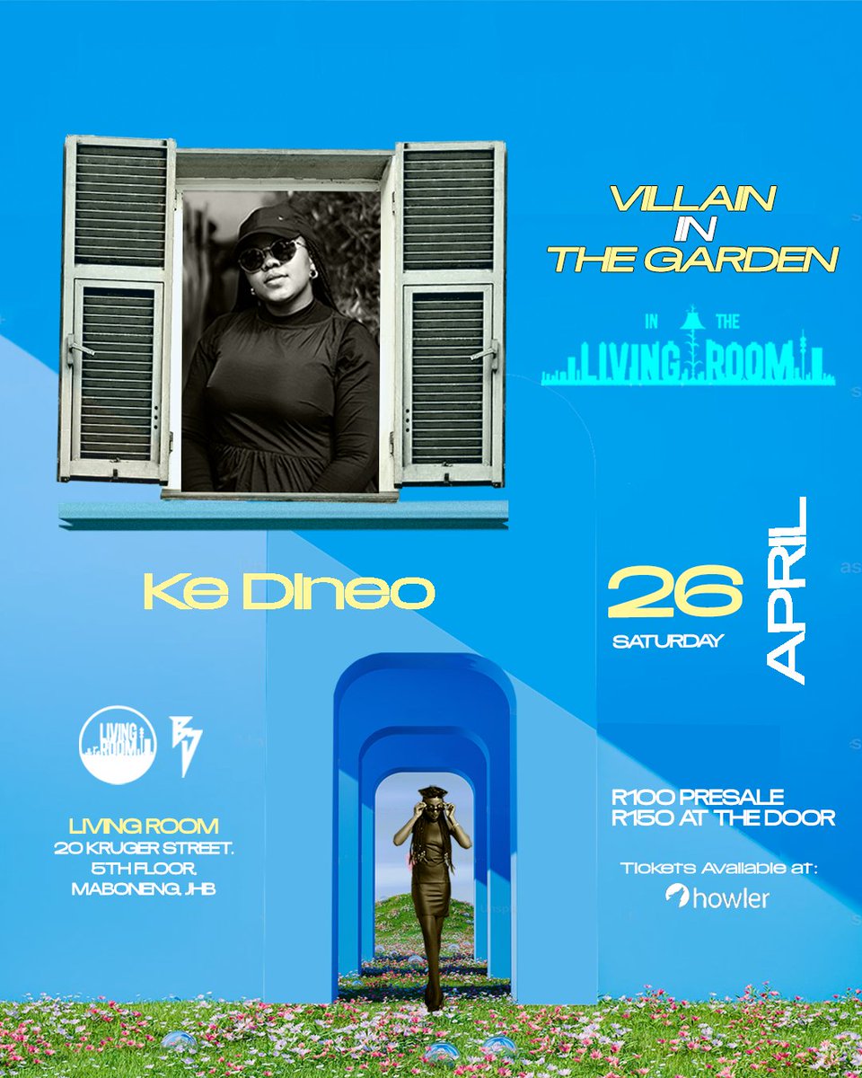 #VillainInTheGarden 🏙🌿🌱 presents: <a href="/_kedineo/">KEDINEO</a>
 
Known for her seamless blending and sonic versatility, she is fast becoming one of the best selectors in the scene. Don't miss her special set on the 26th of April at <a href="/LivingRoomJozi/">IG: LivingRoom_Jozi</a>. 
🎟🎫 Tickets⬇️
howler.co.za/villain-in-the…