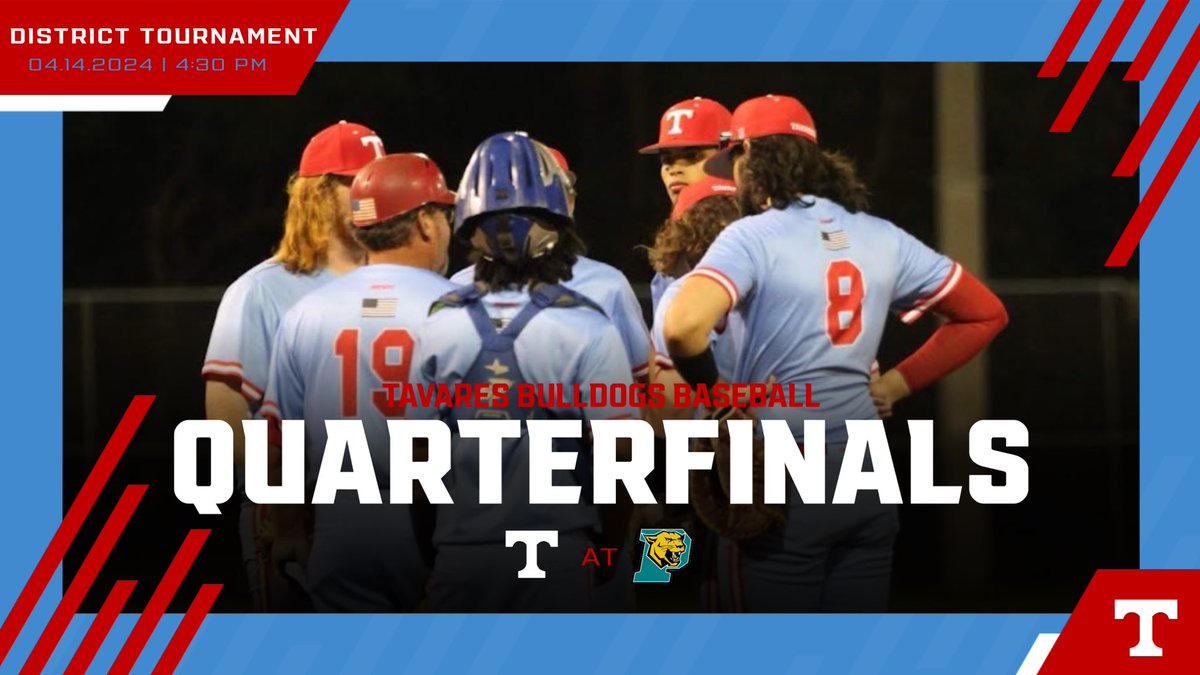 ‼️DISTRICT QUARTERFINALS‼️

The Dawgs hit the road today for a District Quarterfinals matchup with the Pine Ridge Panthers! Game starts at 4:30 PM. 🔴⚪️

🆚: THS @ PRHS
⏰: 4:30 PM
📍: Pine Ridge HS

#ProveThemWrong #TavaresBaseball