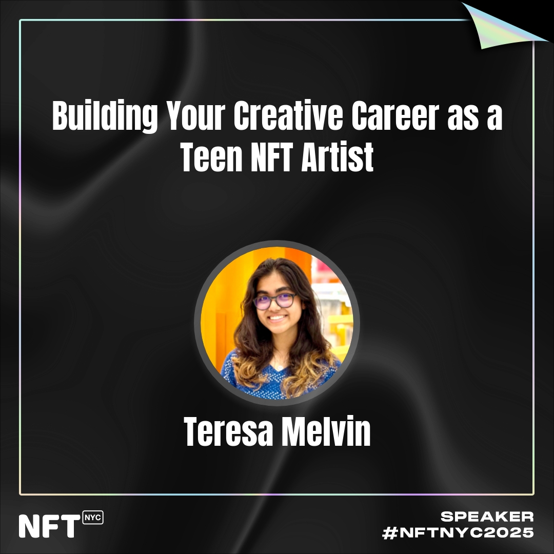 NFT.NYC (@nft_nyc) on Twitter photo From creative process to smart business strategy, <a href="/TeresaMelvinart/">Teresa Melvin</a>’s session will offer practical advice for young creators, parents, and entrepreneurs looking to grow in the digital art space.
She'll be sharing how she built a thriving NFT brand as a teen artist when she speaks From creative process to smart business strategy, <a href="/TeresaMelvinart/">Teresa Melvin</a>’s session will offer practical advice for young creators, parents, and entrepreneurs looking to grow in the digital art space.
She'll be sharing how she built a thriving NFT brand as a teen artist when she speaks