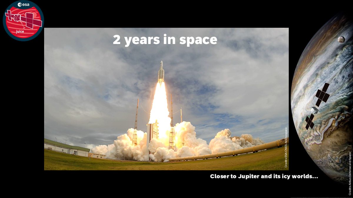 ESA_JUICE's tweet image. Today marks the second anniversary of JUICE in space!🎉