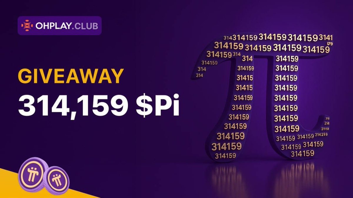 🎉 314,159 $Pi GIVEAWAY 🎉
To celebrate true Pioneers, OhPlay – the Pi-powered iGaming platform – is giving away a symbolic 314,159 $Pi!

No bots. No lock-up. Just trust. 🔥
👉 Sign up using my link to join: ref.ohplay.club/OHpinews

🟣 How to enter: 
✅ Follow me &amp;