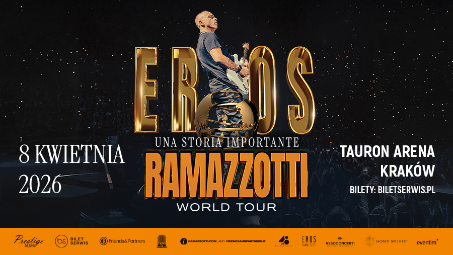 Eros Ramazzotti w Krakowie! W ramach UNA STORIA IMPORTANTE WORLD TOUR włoski artysta zaprezentuje swoje największe przeboje.
Przedsprzedaż - dla zarejestrowanych użytkowników platformy Bilet Serwis -  16.04, g. 10:00,
Sprzedaż ogólna - 17.04, g. 10:00 na biletserwis.pl.