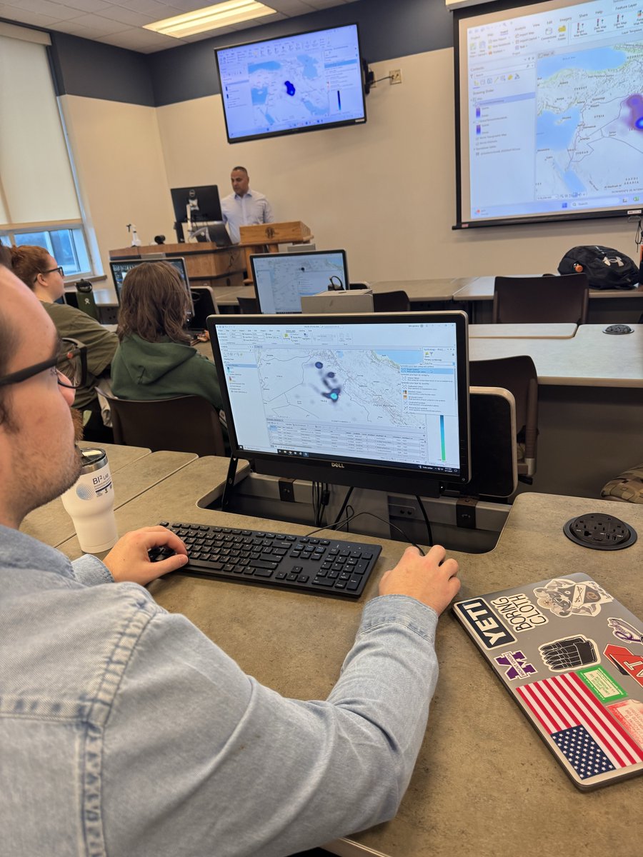 MercyhurstICGP's tweet image. Graduate students in Dr. Ekici’s INTL 595 Geospatial Intelligence course are utilizing ArcGIS to develop advanced skills in mapping and analyzing large datasets! #HURSTisHOME #GeospatialAnalysis #intelligence