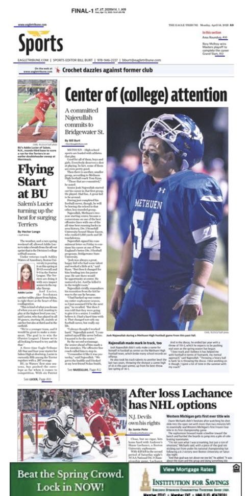 Awesome article by <a href="/BurtTalksSports/">Bill Burt</a> about my guy <a href="/JoshuaNajee65/">Joshua Najeeullah</a> in today’s paper. Very proud of this young man!