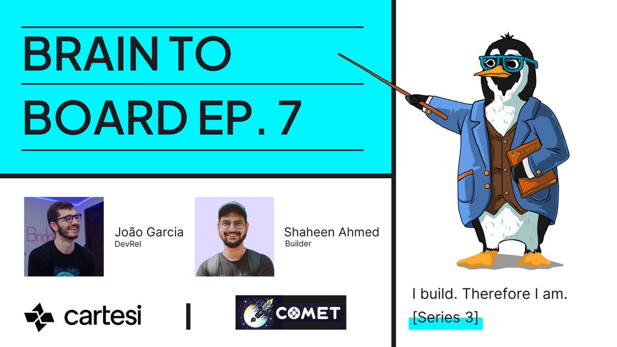 Catch us this Wednesday for a new episode of IBTIA with <a href="/riseandshaheen/">Shaheen Ahmed 🐧</a> from @comet_ing, the co-write, co-mint- and co-monetize platform that was built during Cartesi Experiment Week!

→ youtube.com/watch?v=jO2PQ6… or live here on X