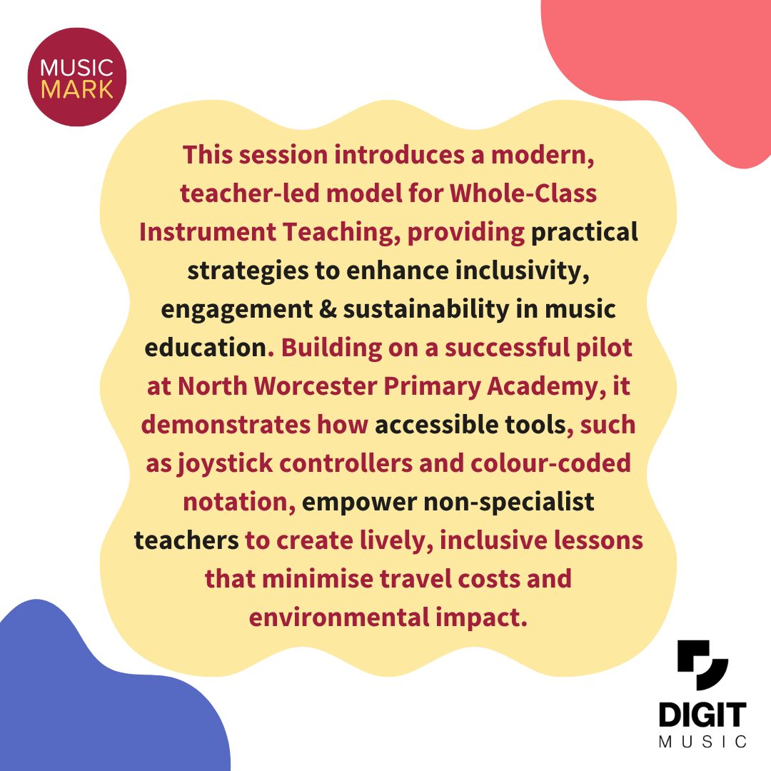 🌟 Reimagining Whole-Class Instrument Teaching: A Teacher-Led, Inclusive Approach 🌟

This event is ideal for music services, mainstream primary educators &amp; non-specialist teachers looking to incorporate music tech into their classrooms 🎧

🔗Register now: buff.ly/cXyTmAO