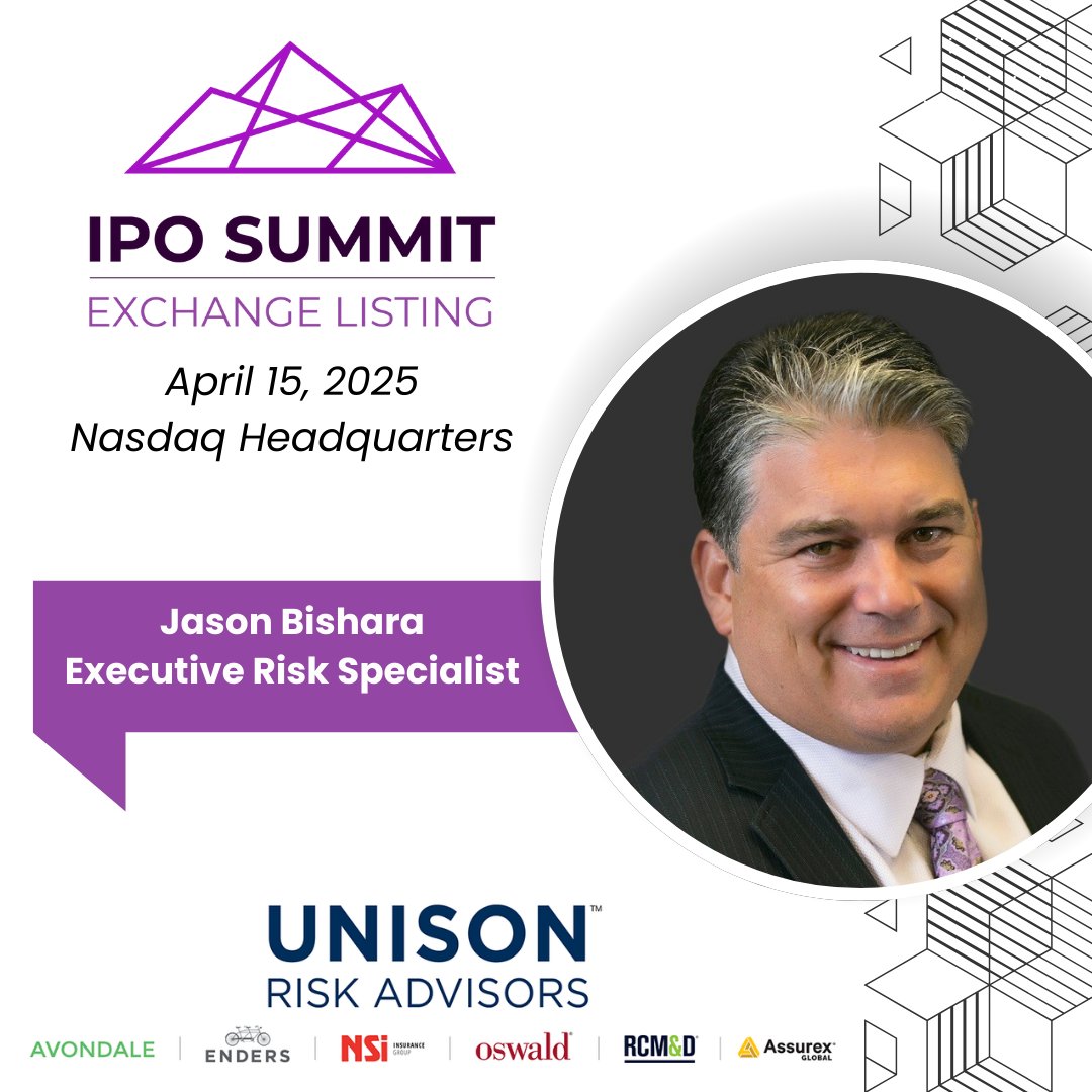 Jason_Bishara's tweet photo. Looking forward to seeing you at the IPO Summit this week! I’ll be speaking on management liability exposures and how to mitigate risk through strategic D&amp;O insurance solutions.

🔗 https://t.co/ueUIRAaMyF

#IPOSummit #ManagementLiability #DOInsurance #RiskManagement #IPOReady https://t.co/5Xa1asl4VG