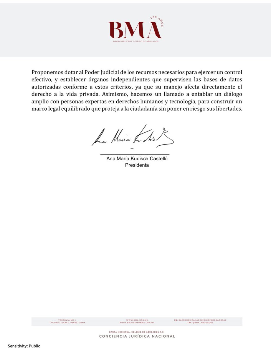 BMA_Abogados's tweet photo. La Barra Mexicana, Colegio de Abogados, manifiesta su preocupación por las iniciativas de ley en materia de seguridad pública e inteligencia. https://t.co/jkTggahgsH