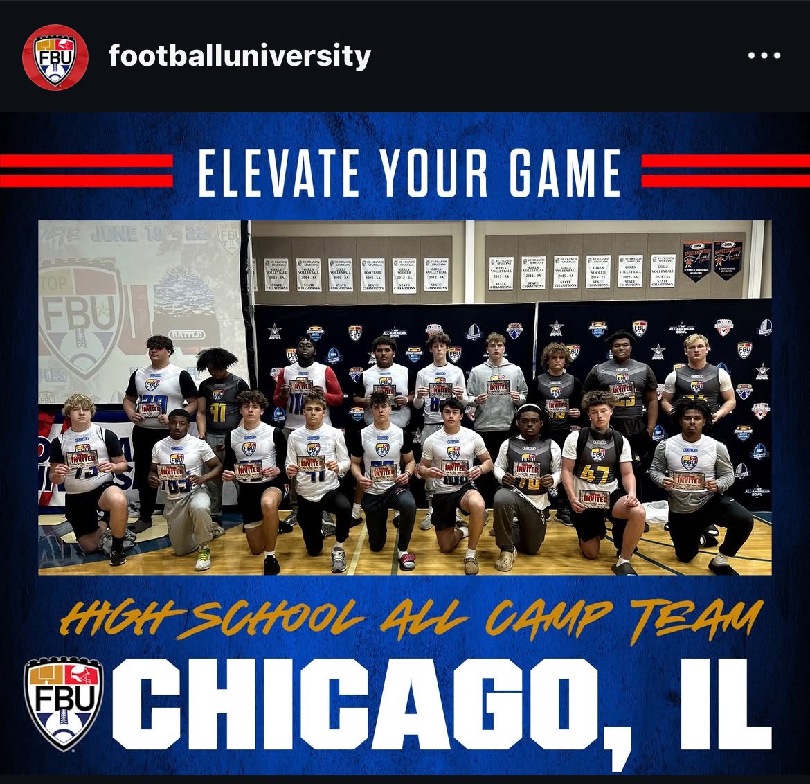 Brody Wantroba (@brody_wantroba) on Twitter photo Thank you <a href="/FBUcamp/">Football University</a> for a great camp this past weekend. I was named high school all camp team, and received an invite to Top Gun in Naples, Florida.
<a href="/CoachMHopkins/">Martin Hopkins</a> <a href="/StRitaFootball/">St. Rita Football</a> <a href="/EDGYTIM/">Timothy “EDGYTIM” OHalloran</a> <a href="/LemmingReport/">Tom Lemming</a> <a href="/DeepDishFB/">DEEP DISH FOOTBALL</a> <a href="/caseygunn0/">Casey Gunn</a> <a href="/mfarrellsports/">Mike Farrell</a> <a href="/PrepRedzoneIL/">Prep Redzone Illinois</a> Thank you <a href="/FBUcamp/">Football University</a> for a great camp this past weekend. I was named high school all camp team, and received an invite to Top Gun in Naples, Florida.
<a href="/CoachMHopkins/">Martin Hopkins</a> <a href="/StRitaFootball/">St. Rita Football</a> <a href="/EDGYTIM/">Timothy “EDGYTIM” OHalloran</a> <a href="/LemmingReport/">Tom Lemming</a> <a href="/DeepDishFB/">DEEP DISH FOOTBALL</a> <a href="/caseygunn0/">Casey Gunn</a> <a href="/mfarrellsports/">Mike Farrell</a> <a href="/PrepRedzoneIL/">Prep Redzone Illinois</a>
