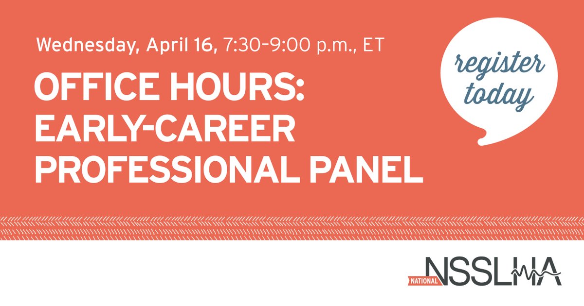 NSSLHA's tweet image. 🌟 Wonder what life is like as an early-career SLP or audiologist? Join our FREE virtual panel to hear from the pros!
Ask your questions & learn from those who’ve been there! Register now—on.asha.org/3FBKt6Z
#NSSLHA #NSSLHAstrong #aud2b #slp2b