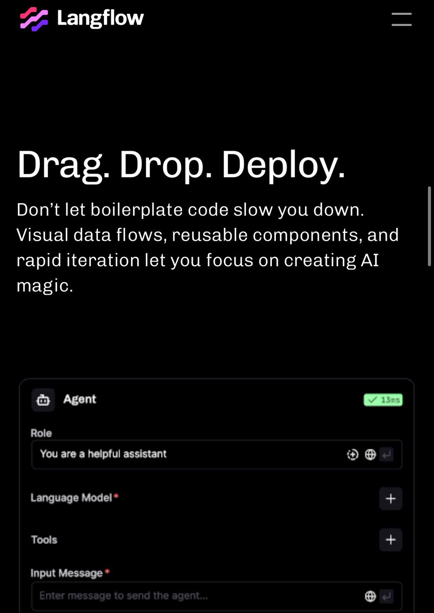 dinshydv's tweet image. "Playing with LangFlow’s RAG pipeline—vector stores + LLMs = 🔥 for quick data apps. Anyone got tips for scaling these flows in prod? #LangFlow #AIdev"
