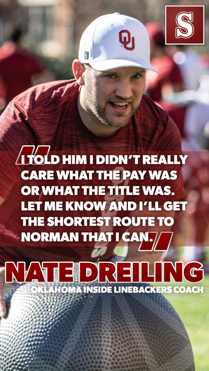 SoonerScoop.com (@soonerscoop) on Twitter photo #Sooners inside LBs coach Nate Dreiling is fitting in with #Sooners. <a href="/BPrzybylo/">Bob Przybylo</a> on an opportunity the Kansas native couldn't pass up on3.com/teams/oklahoma… #Sooners inside LBs coach Nate Dreiling is fitting in with #Sooners. <a href="/BPrzybylo/">Bob Przybylo</a> on an opportunity the Kansas native couldn't pass up on3.com/teams/oklahoma…